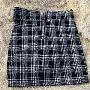 Vintage Houndstooth Print Pencil Mini Skirt